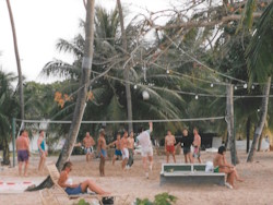 Our team playing volleyball at Couples, St. Lucia